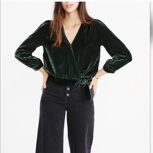 NWOT Madewell Velvet Wrap Top XXS